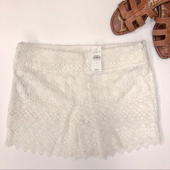 LOFT White Lace Riviera Short | Size 2 | NWT - Picture 1 of 4